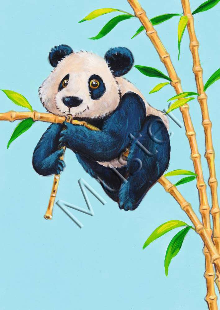 Postcard panda with recorder