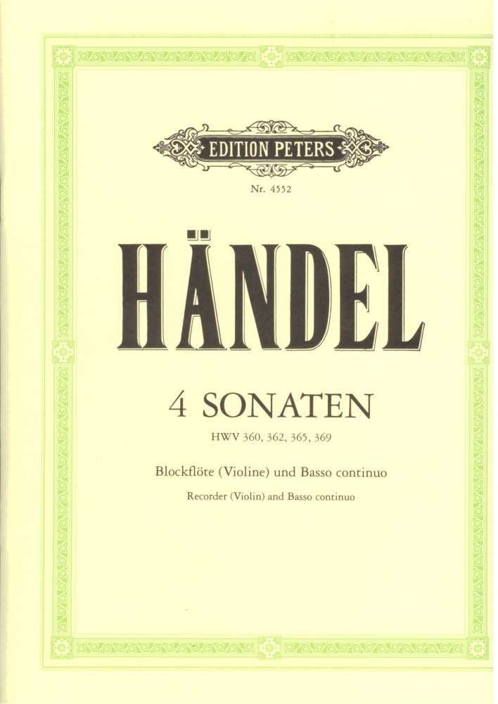 Händel- 4 Sonaten für Blockflöte (Violine) und Basso continuo
