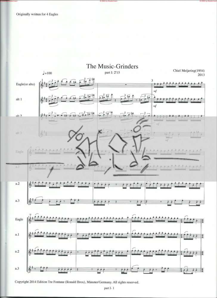 The Music Grinders - for 4 treble recorders or Eagle